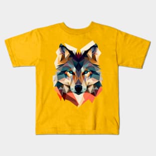 Wolf Geometric Colourful Portrait Kids T-Shirt